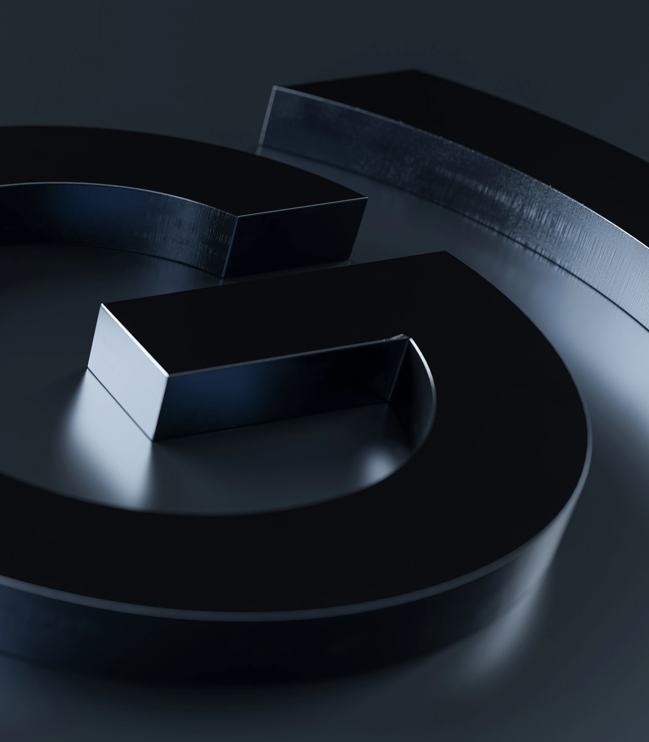 Close-up of the CSG logo rendered in dark 3D metal