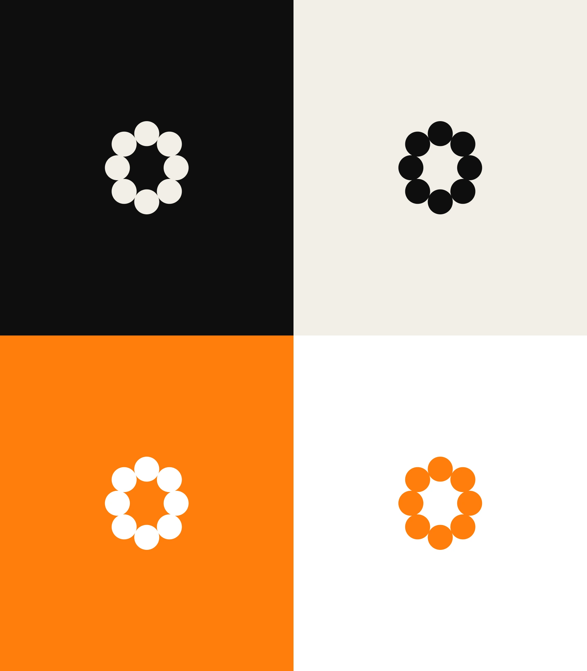 GRAIN symbol on black, cream, orange and white tiles